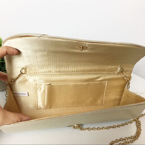 Prom / wedding Elegant bow tie clutch gold fabrics - Picture 6 of 8